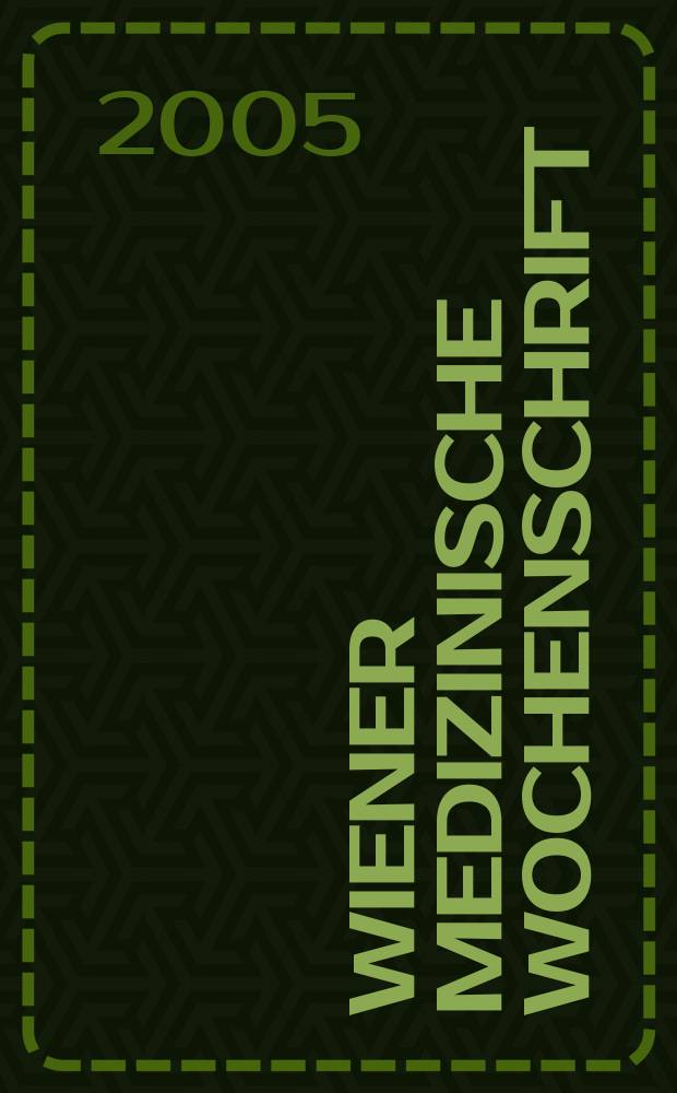 Wiener medizinische Wochenschrift : Kongressjournal. Jg.2 2005, H.16 : Österreichische Gesellschaft für Orthopädie und Orthopädische Chirurgie. Jahresstagung (28; 2005; Innsbruck)