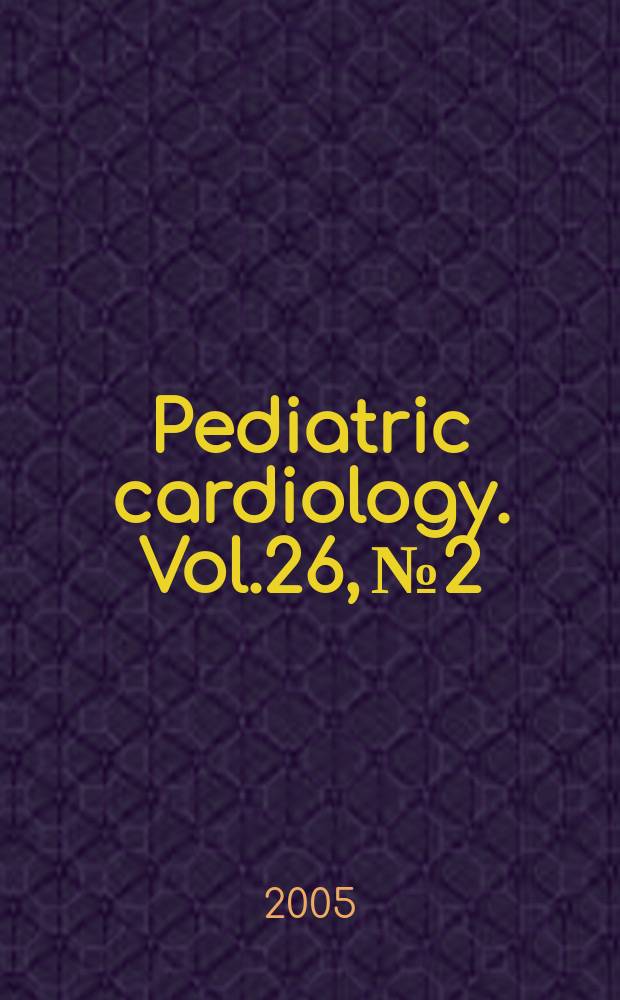 Pediatric cardiology. Vol.26, № 2