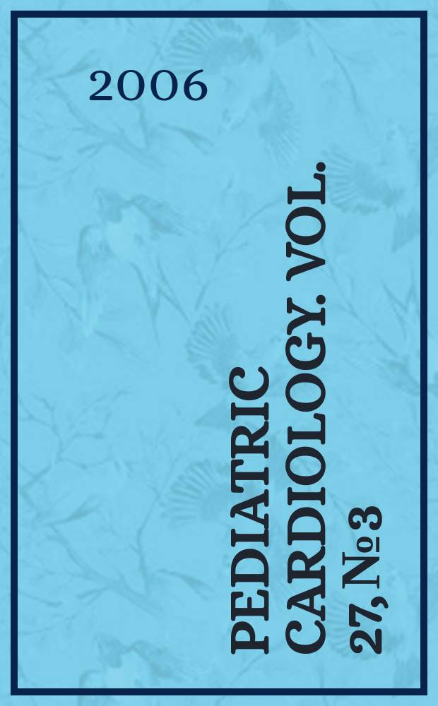 Pediatric cardiology. Vol. 27, № 3