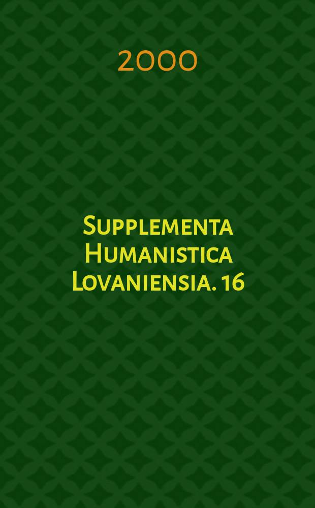 Supplementa Humanistica Lovaniensia. 16 : Myricae = Тамариск