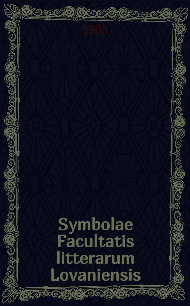Symbolae Facultatis litterarum Lovaniensis : A coll. of studies ed. by members of the Fac. of arts at the "Katholicke univ. Leuven" (Louvai, Belgium). Vol. 14 : Paradigm and paradox = Парадигма и парадокс