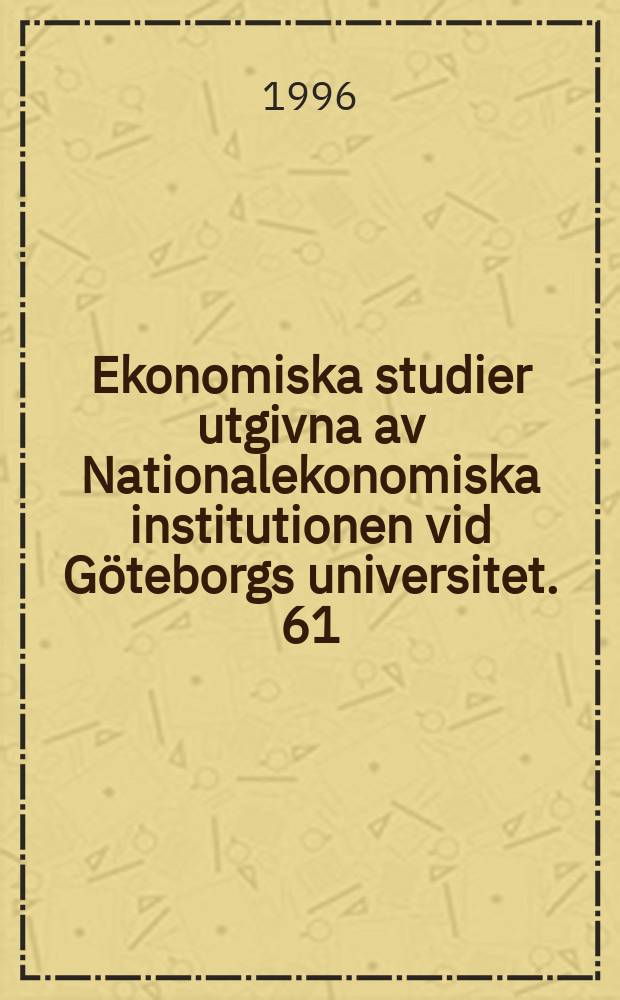 Ekonomiska studier utgivna av Nationalekonomiska institutionen vid Göteborgs universitet. 61 : Measuring smallholder efficiency