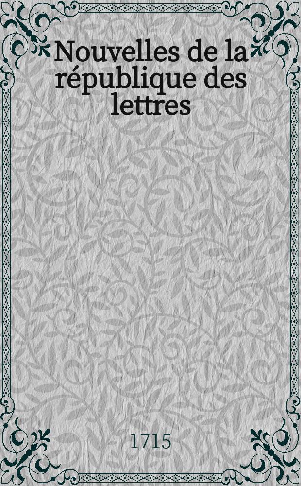 Nouvelles de la république des lettres