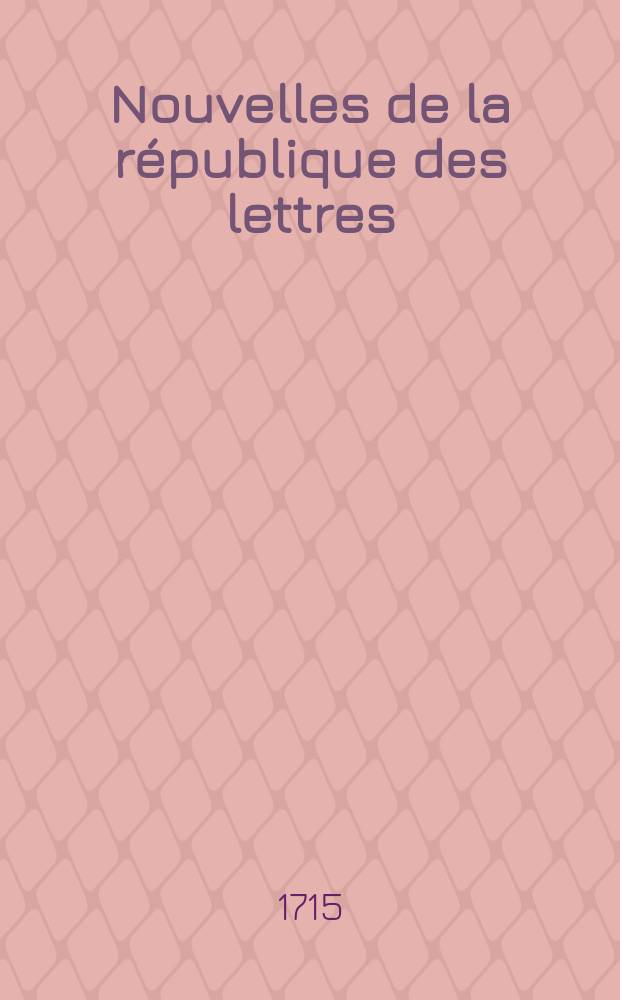 Nouvelles de la république des lettres