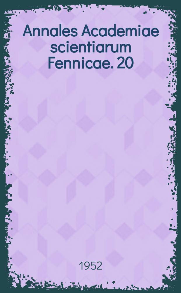Annales Academiae scientiarum Fennicae. 20