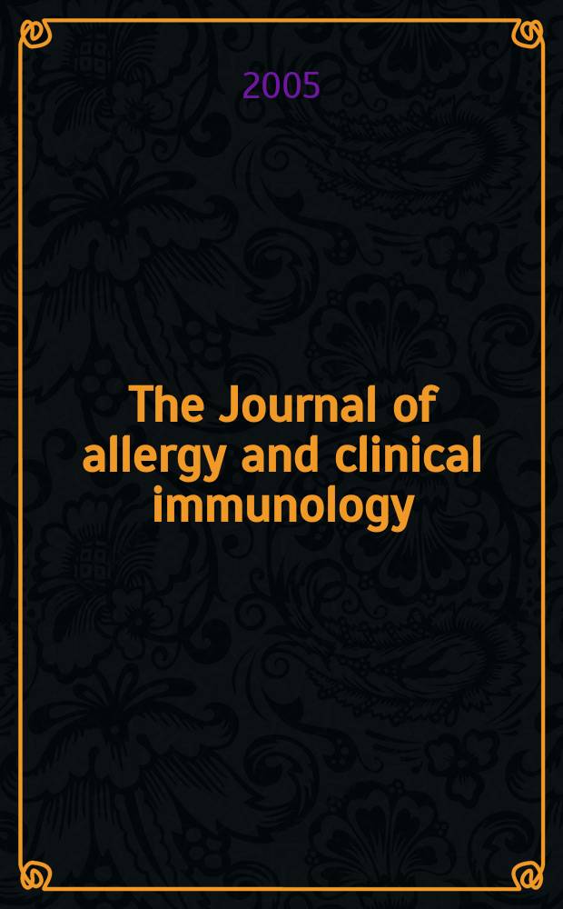 The Journal of allergy and clinical immunology : Including "Allergy abstracts" Offic. organ of Amer. acad. of allergy. 2005 к vol.116, № 6, suppl. : The diagnosis and management of sinusitis: a practice parameter update