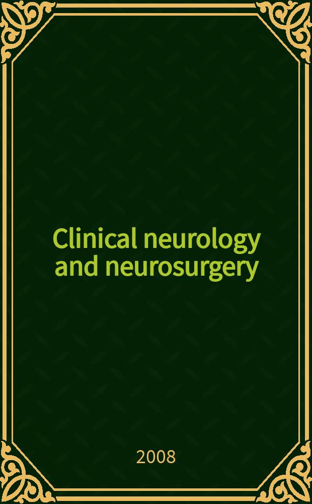 Clinical neurology and neurosurgery : J. of Netherlands soc. of neurology a. the Netherlands soc. of neurosurgeons. Vol. 110, № 1