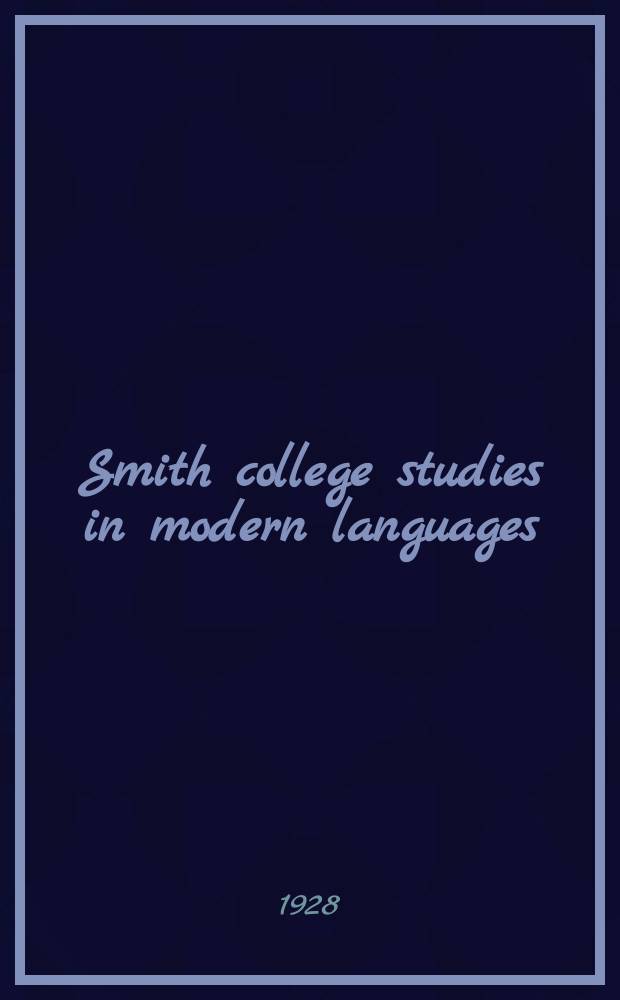 Smith college studies in modern languages