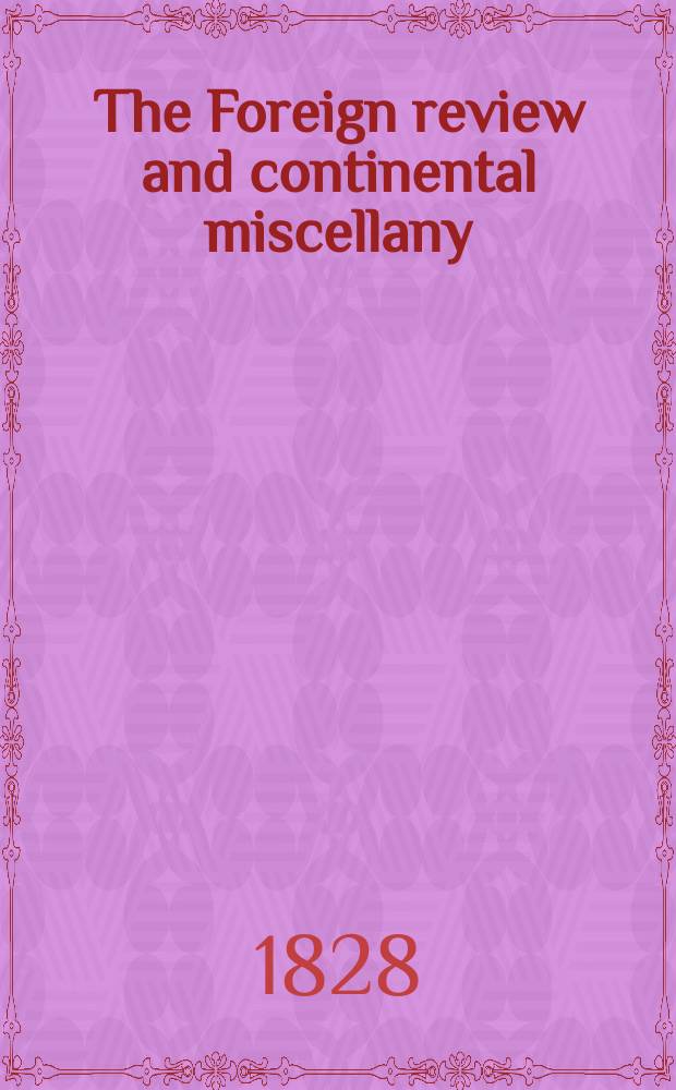 The Foreign review and continental miscellany