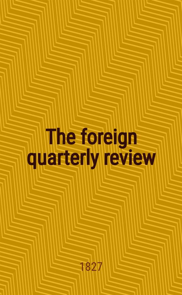 The foreign quarterly review = Зарубежный квартальный обзор