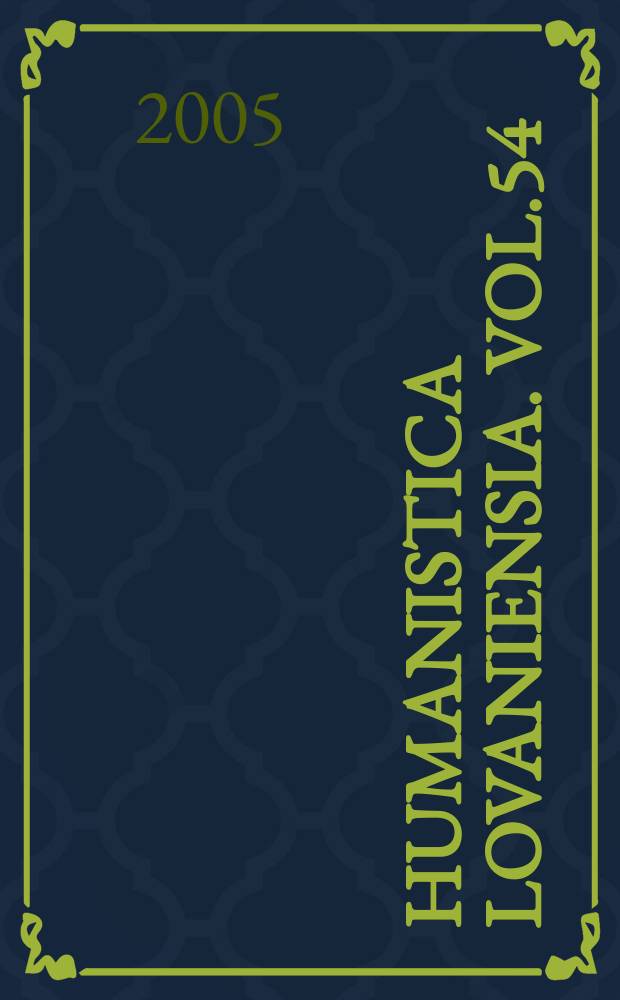 Humanistica Lovaniensia. Vol.54