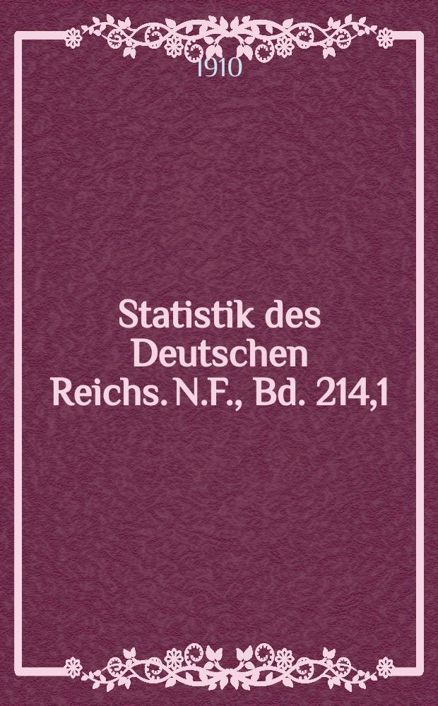 Statistik des Deutschen Reichs. [N.F.], Bd. 214,1 : Berufs- und Betriebszählung vom 12. Juni 1907 = Статистика промышленного предприятия