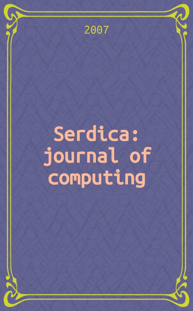 Serdica : journal of computing