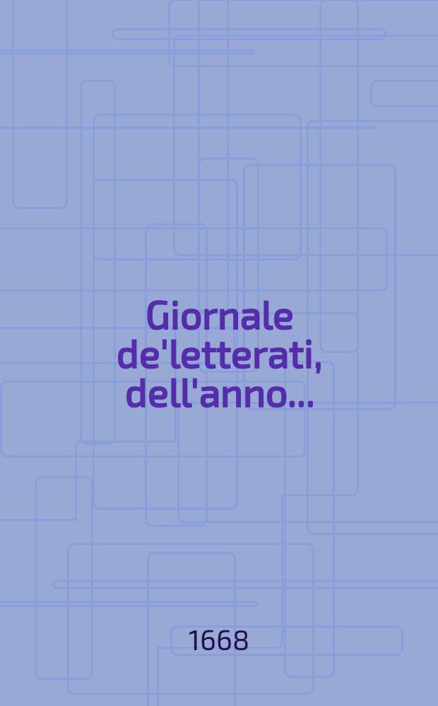 Giornale de'letterati, dell'anno ...