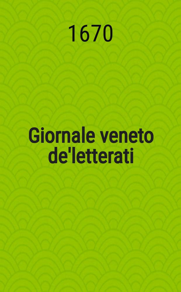 Giornale veneto de'letterati