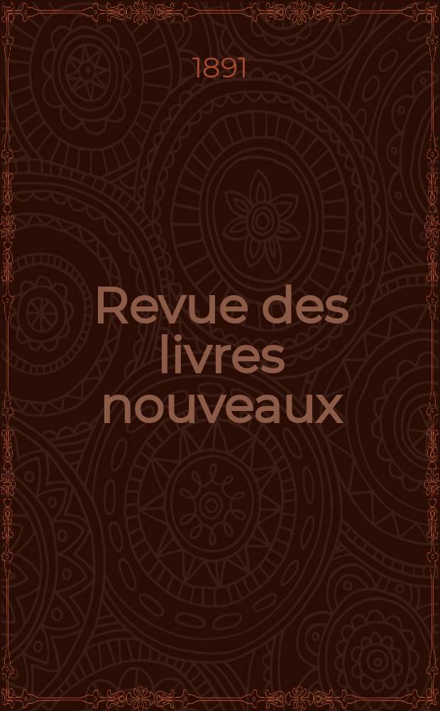 Revue des livres nouveaux