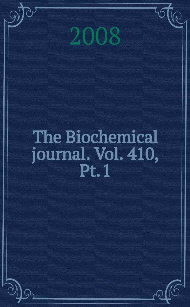 The Biochemical journal. Vol. 410, Pt. 1