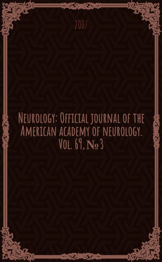 Neurology : Official journal of the American academy of neurology. Vol. 69, № 3