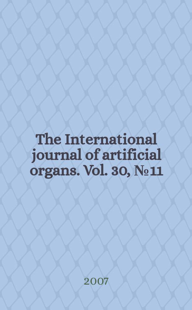 The International journal of artificial organs. Vol. 30, № 11