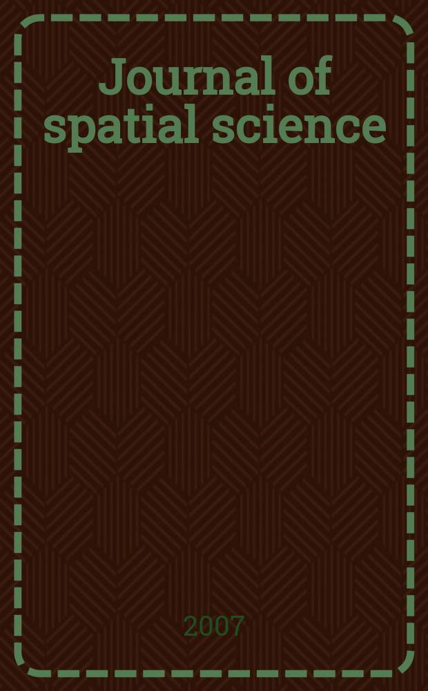 Journal of spatial science : Form. Cartography. The Australian surveyor A joint publ. of the Spatial sciences inst. Australia a. the Mapping sciences inst. Australia. Vol. 52, № 2