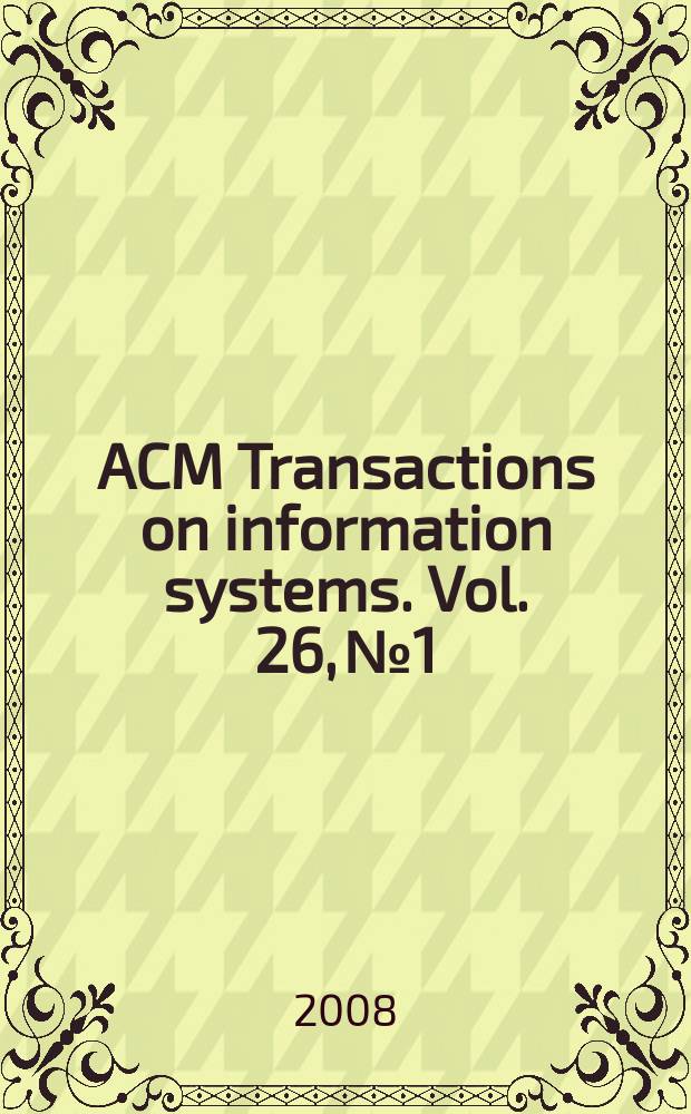 ACM Transactions on information systems. Vol. 26, № 1