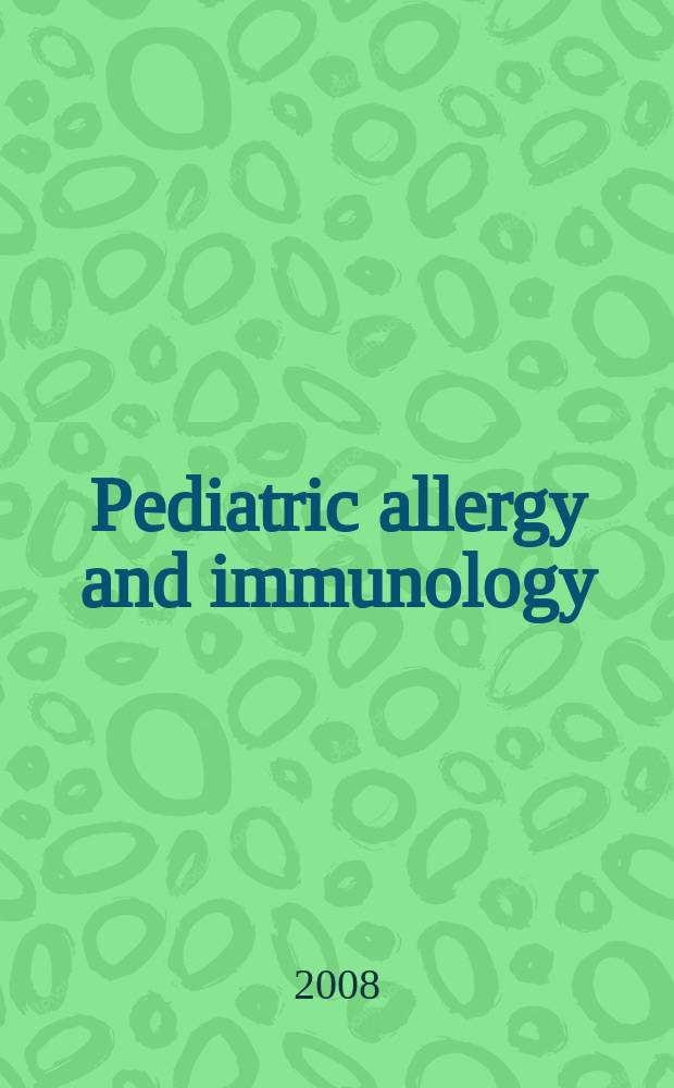 Pediatric allergy and immunology : Official publ. of the European society of pediatric allergy and immunology. Vol. 19, № 1