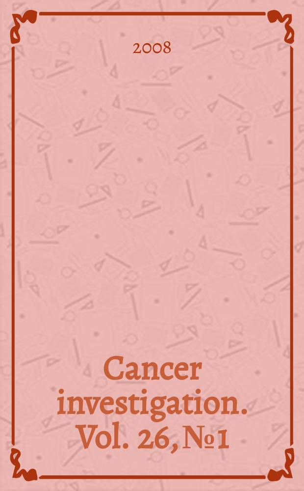 Cancer investigation. Vol. 26, № 1