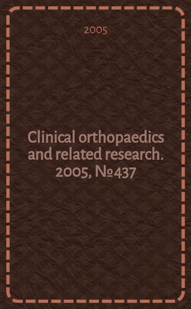 Clinical orthopaedics and related research. 2005, № 437