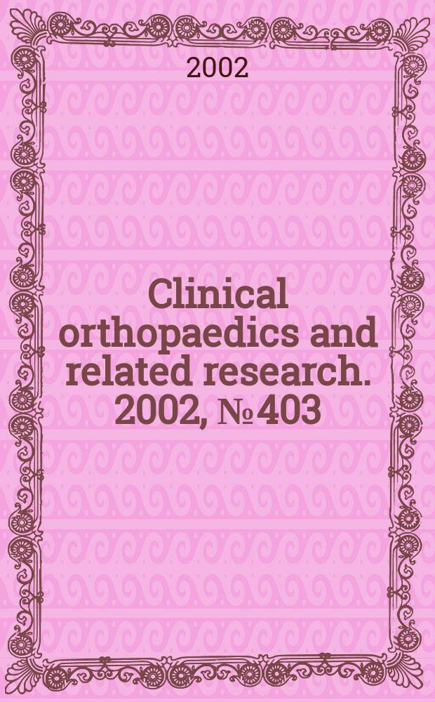 Clinical orthopaedics and related research. 2002, № 403