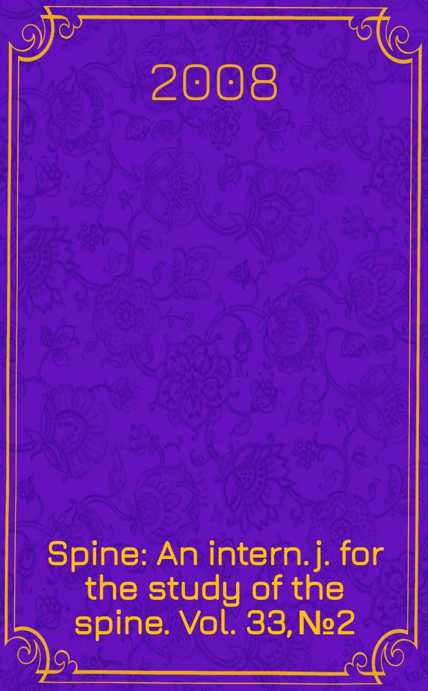 Spine : An intern. j. for the study of the spine. Vol. 33, № 2