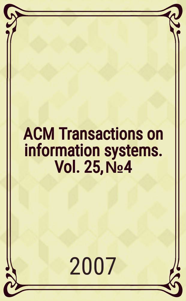 ACM Transactions on information systems. Vol. 25, № 4
