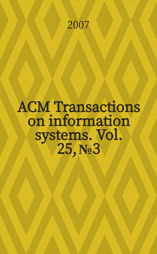ACM Transactions on information systems. Vol. 25, № 3