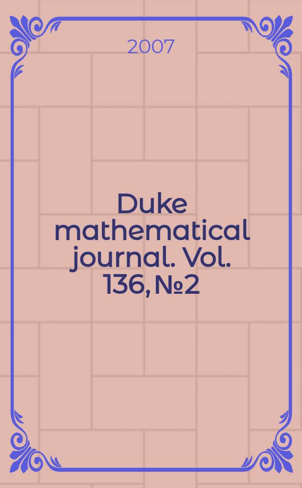 Duke mathematical journal. Vol. 136, № 2
