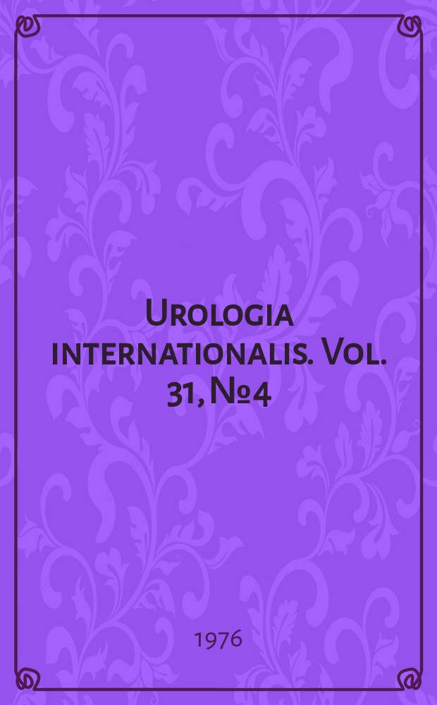Urologia internationalis. Vol. 31, № 4