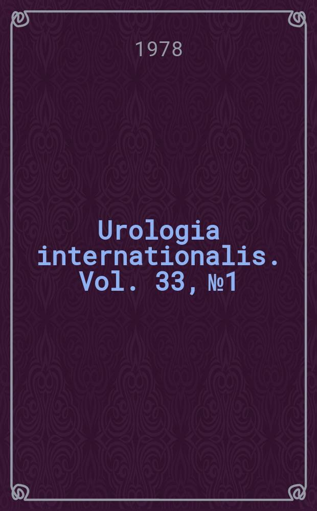 Urologia internationalis. Vol. 33, № 1/3