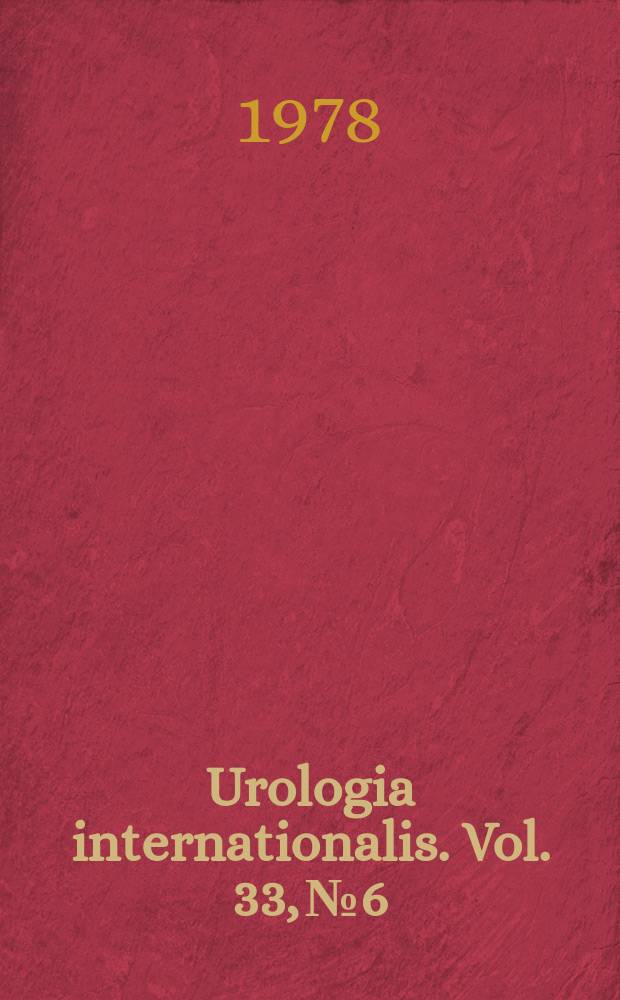 Urologia internationalis. Vol. 33, № 6