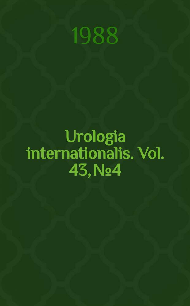 Urologia internationalis. Vol. 43, № 4