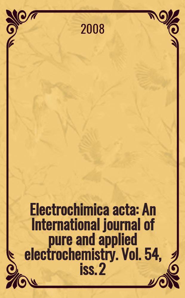 Electrochimica acta : An International journal of pure and applied electrochemistry. Vol. 54, iss. 2