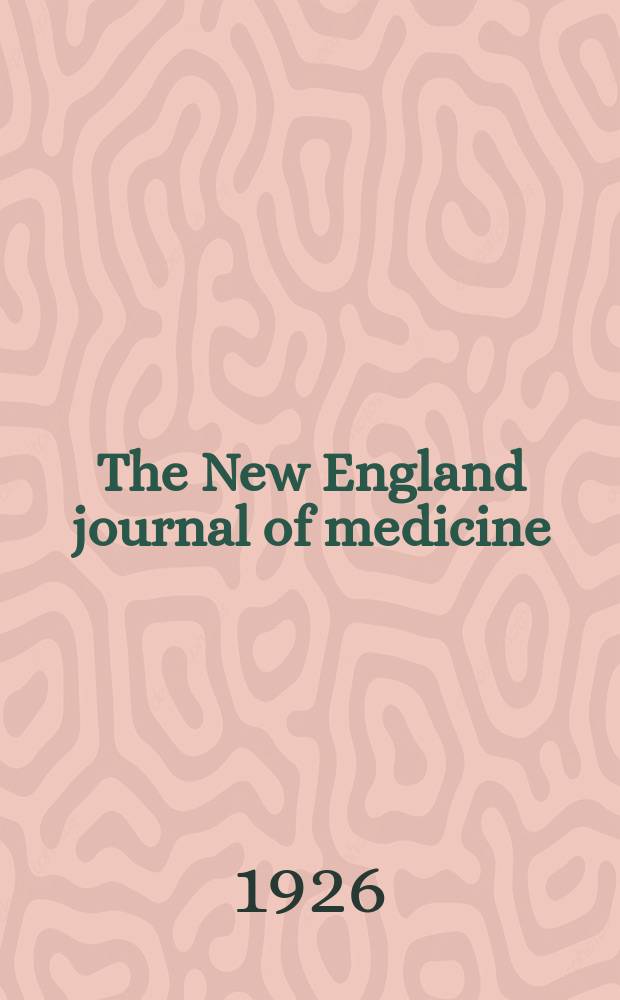 The New England journal of medicine : Formerly the Boston medical a. surgical journal. Vol. 194, № 22