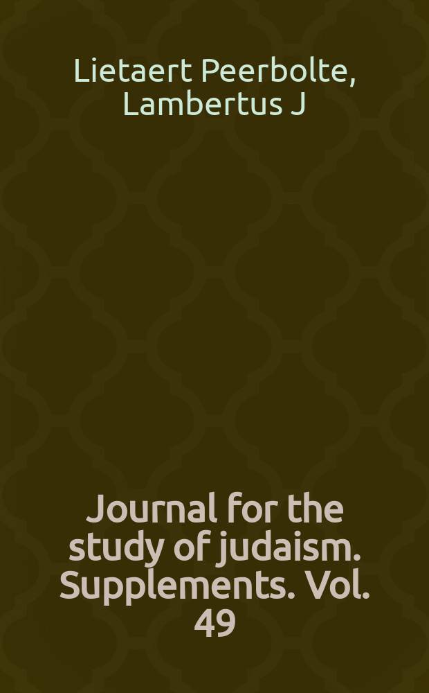 Journal for the study of judaism. Supplements. Vol. 49 : The antecedents of Antichrist