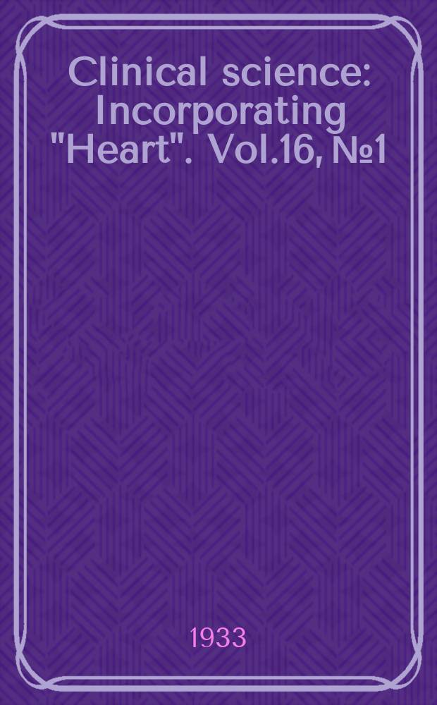 Clinical science : Incorporating "Heart". Vol.16, №1
