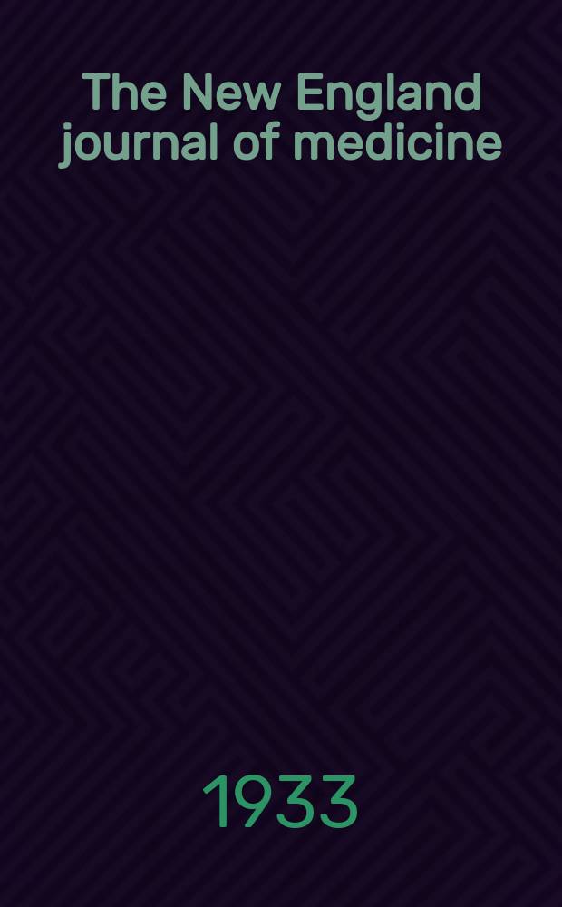 The New England journal of medicine : Formerly the Boston medical a. surgical journal. Vol. 208, № 16