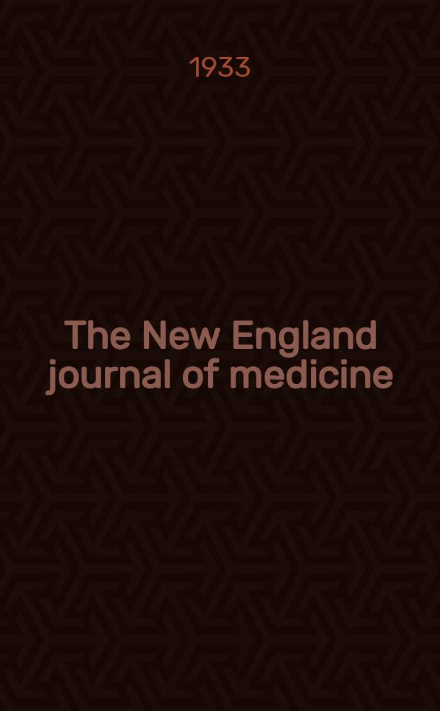 The New England journal of medicine : Formerly the Boston medical a. surgical journal. Vol. 208, № 17