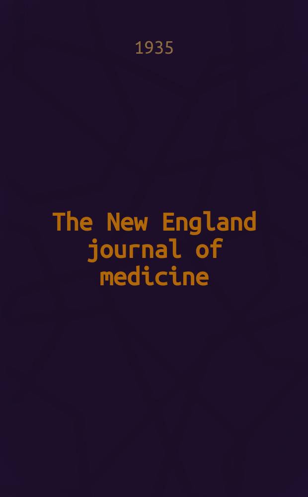 The New England journal of medicine : Formerly the Boston medical a. surgical journal. Vol. 213, № 4