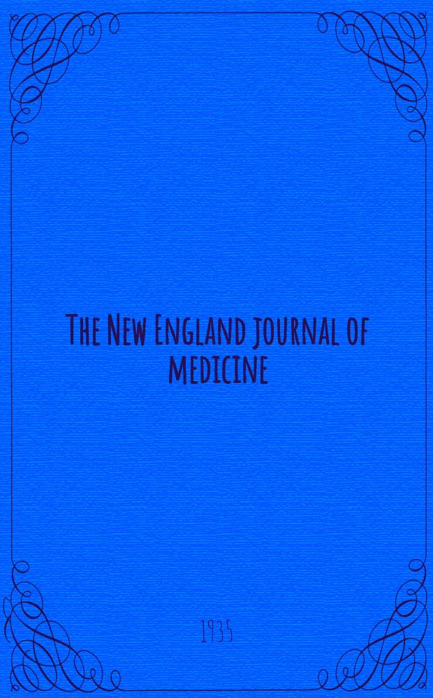 The New England journal of medicine : Formerly the Boston medical a. surgical journal. Vol. 213, № 18