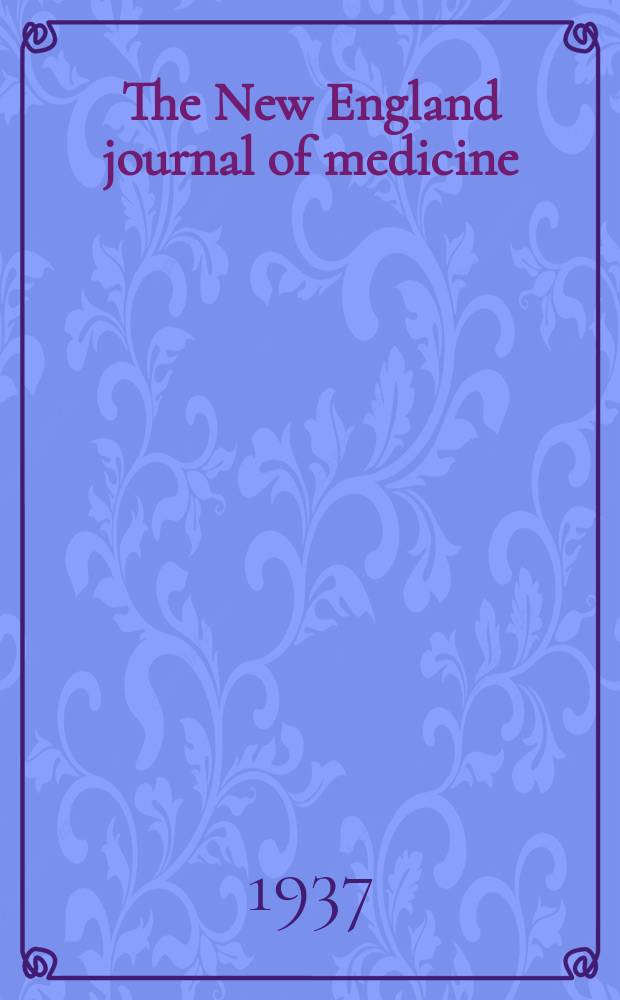 The New England journal of medicine : Formerly the Boston medical a. surgical journal. Vol. 217, № 14