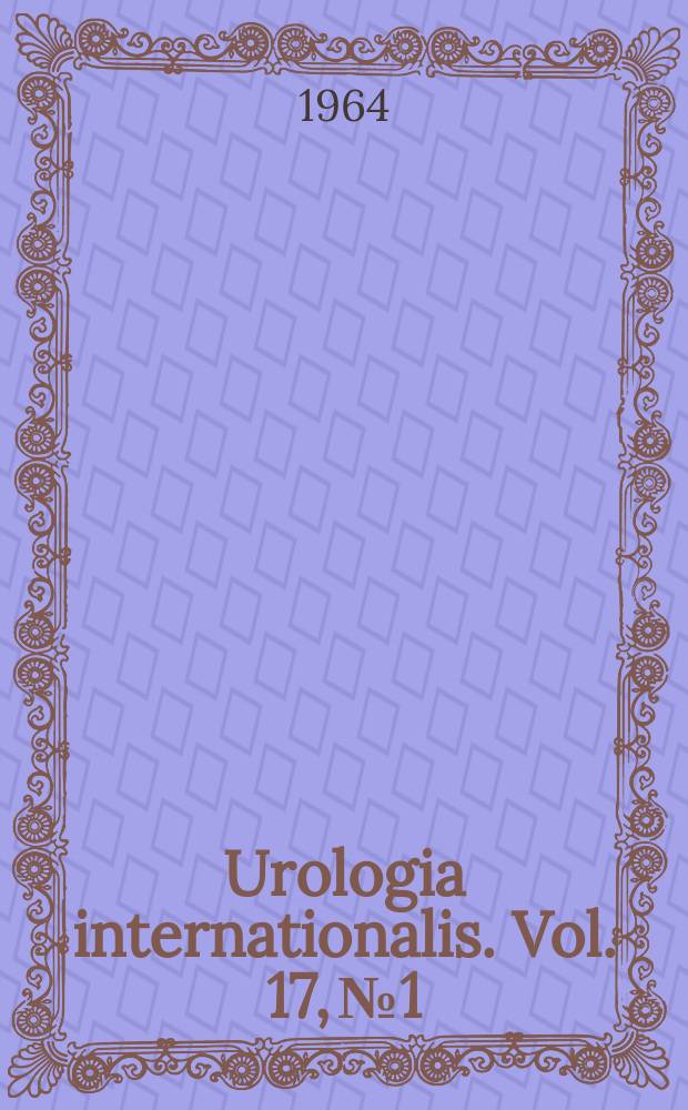 Urologia internationalis. Vol. 17, № 1