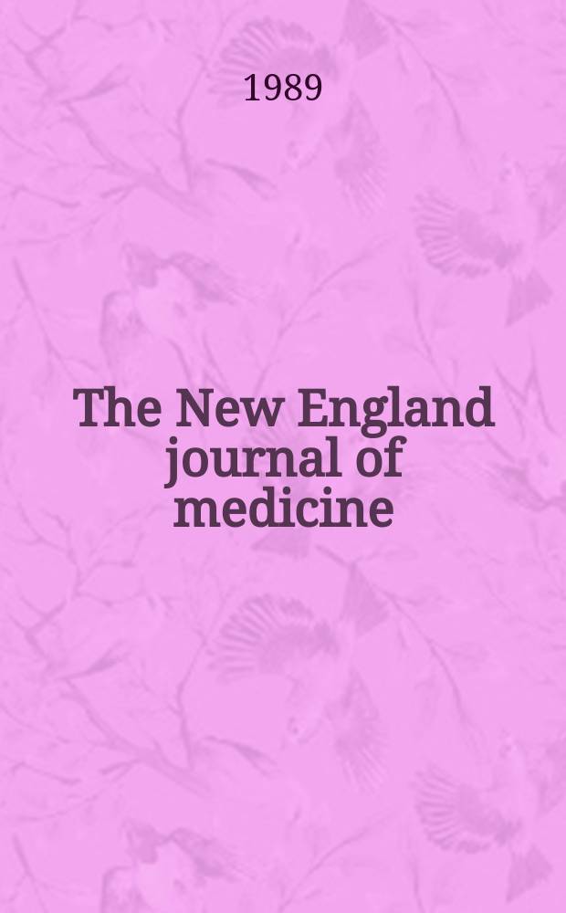 The New England journal of medicine : Formerly the Boston medical a. surgical journal. Vol. 321, № 14
