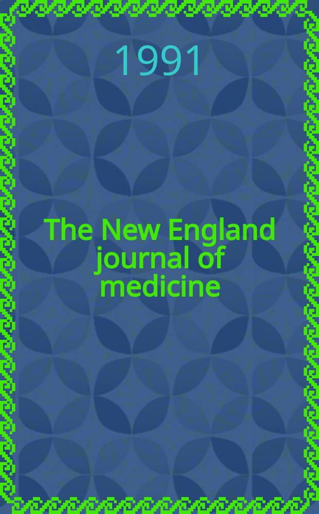 The New England journal of medicine : Formerly the Boston medical a. surgical journal. Vol. 324, указатель
