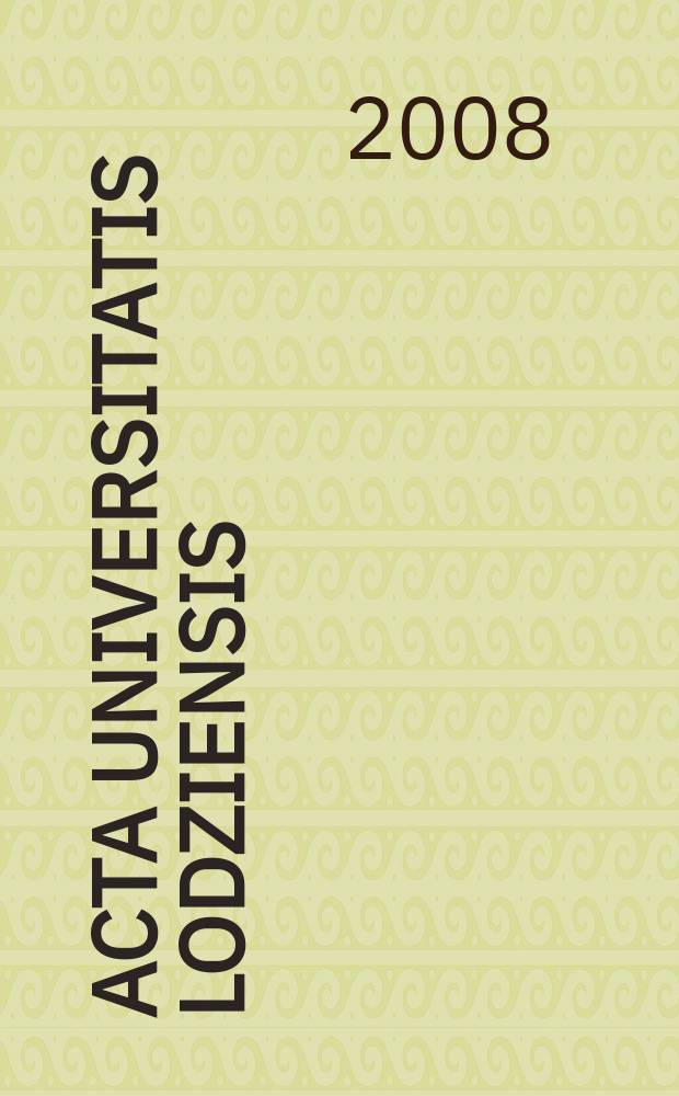 Acta Universitatis Lodziensis : Multivariate statistical analysis = Статистические методы, анализ и исследования